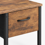 4-Drawer Computer Desk with Mesh Shelves – Brown — close-up detail of drawer front and pull