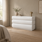 6-Drawer Dresser, Handleless Modern Chest – White — wider bedroom scene