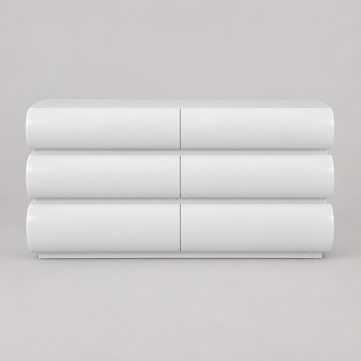 6-Drawer Dresser, Handleless Modern Chest – White — studio product photo, front view