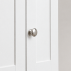 3-Door Wardrobe Closet with 2 Drawers & Lock – White — close-up detail of door panel and knob