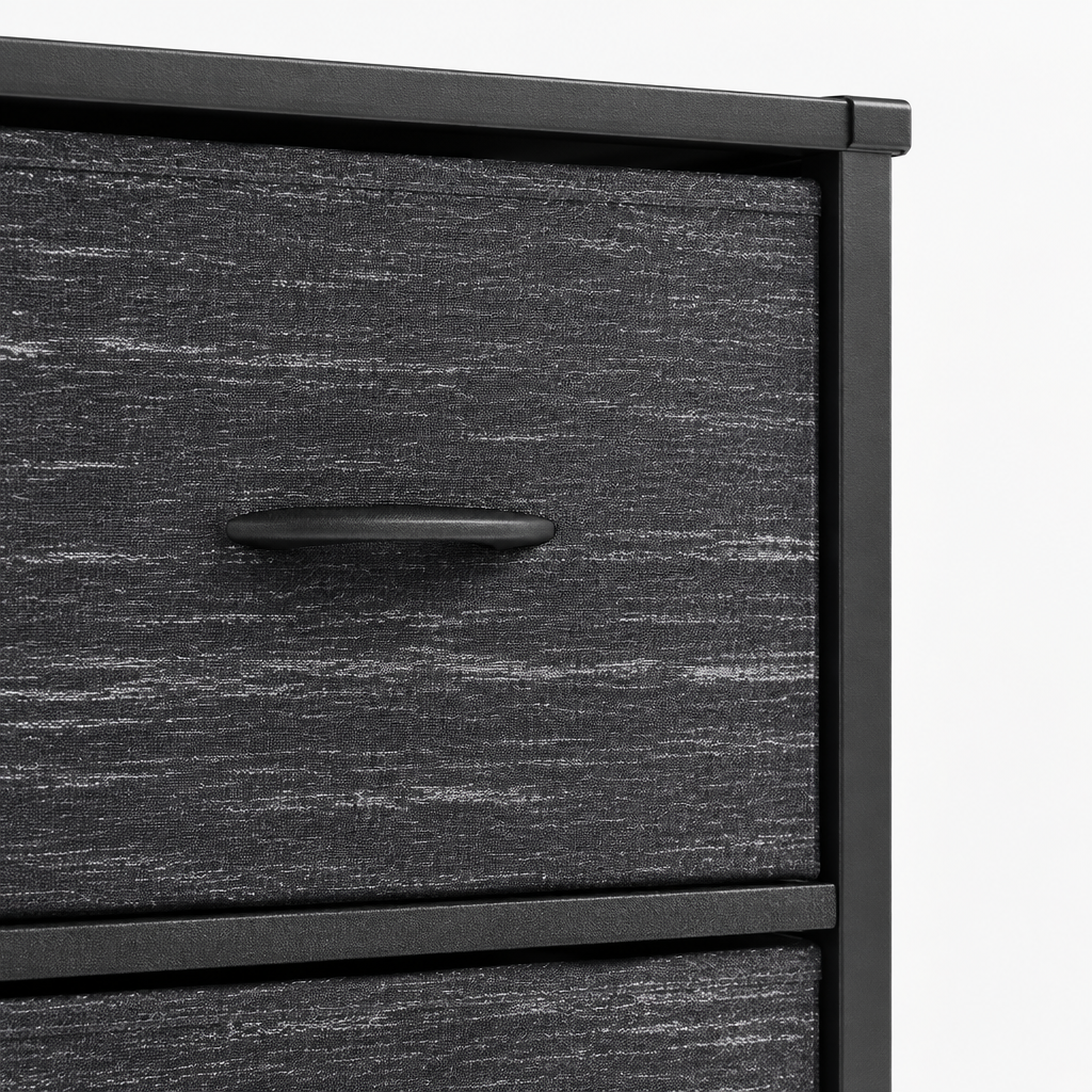9-Drawer Fabric Dresser, Tall Chest Organizer — close-up detail of fabric drawer front and pull