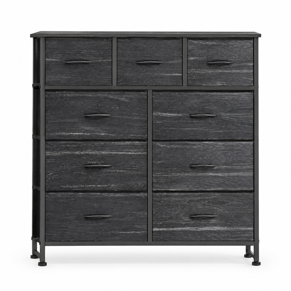 9-Drawer Fabric Dresser, Tall Chest Organizer — studio product photo, front view
