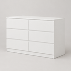 6-Drawer Dresser, Hidden-Handle Design – White — studio product photo, side profile