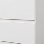 6-Drawer Dresser, Hidden-Handle Design – White — close-up detail of hidden-handle drawer edge