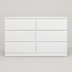 6-Drawer Dresser, Hidden-Handle Design – White — studio product photo, front view
