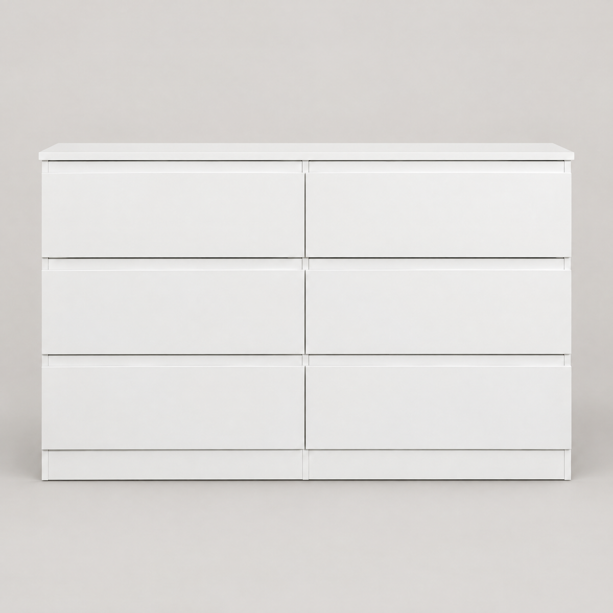 6-Drawer Dresser, Hidden-Handle Design – White — studio product photo, front view
