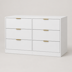 6-Drawer Dresser, Simply Modern Chest – White — studio product photo, three-quarter view