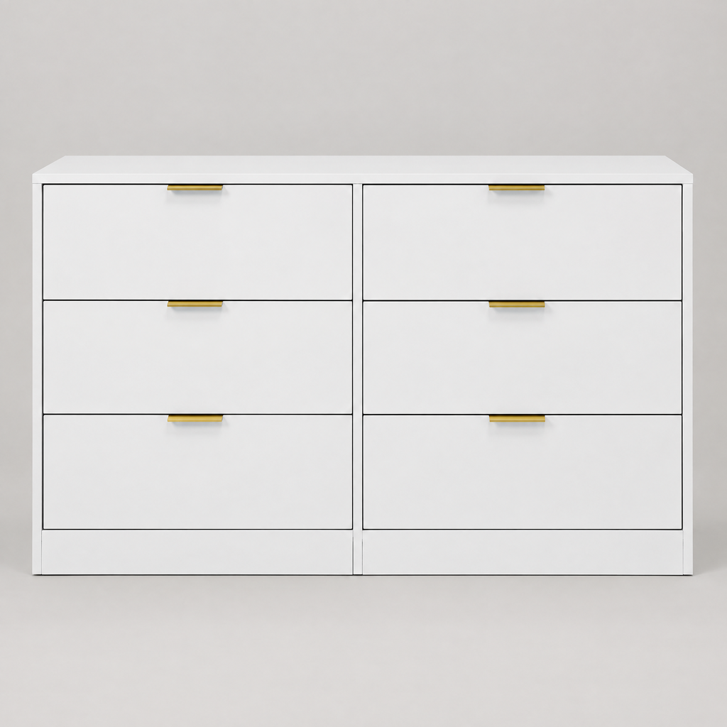 6-Drawer Dresser, Simply Modern Chest – White — studio product photo, front view