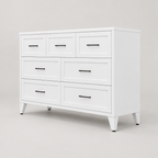 7-Drawer Metal Dresser, Wide Low-Profile – White — studio product photo, side profile