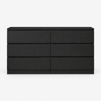 6-Drawer Dresser, Hidden-Handle Design – Black — studio product photo, front view
