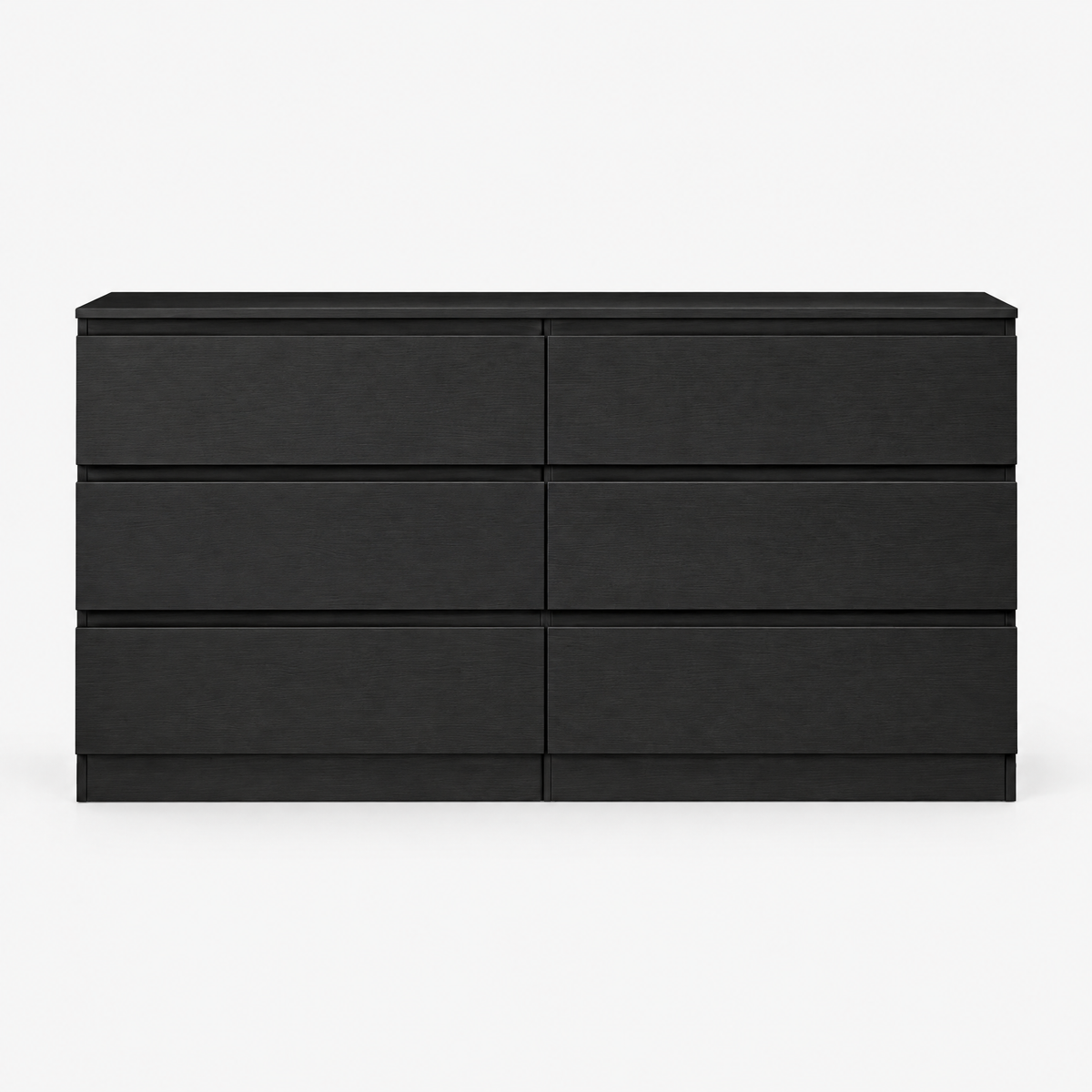 6-Drawer Dresser, Hidden-Handle Design – Black — studio product photo, front view