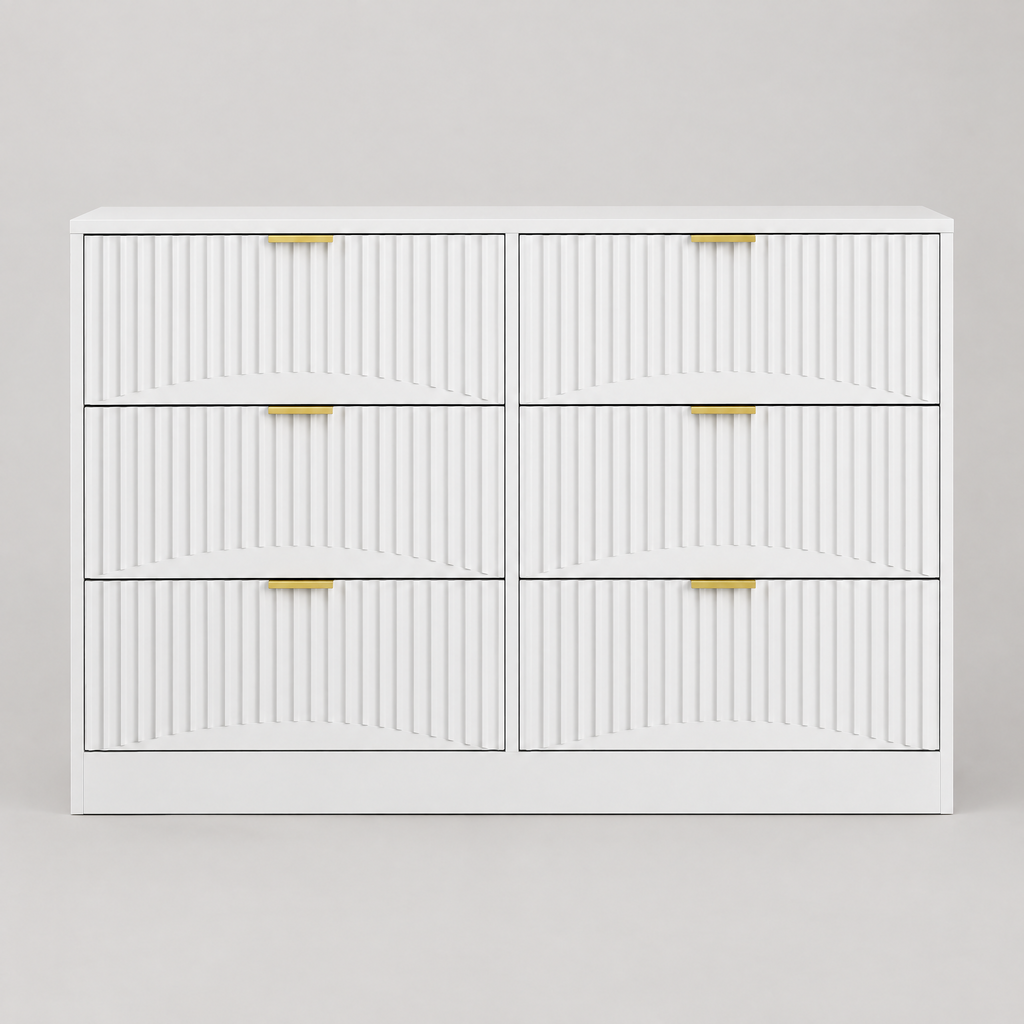6-Drawer Dresser, Modern Chest of Drawers – White — studio product photo, front view