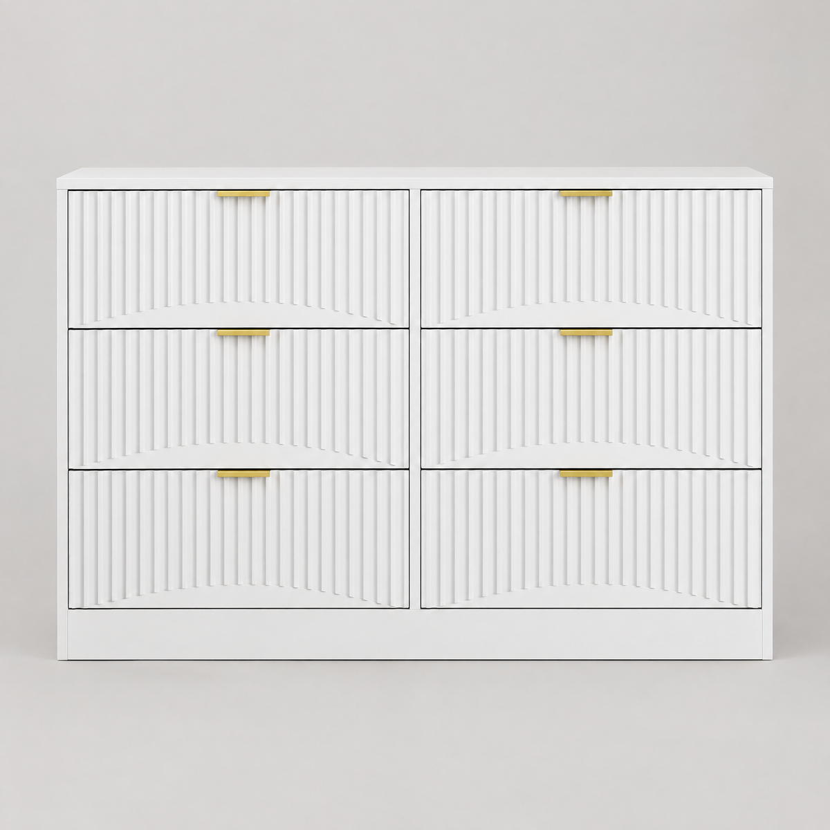 6-Drawer Dresser, Modern Chest of Drawers – White — studio product photo, front view