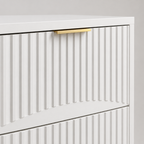 6-Drawer Dresser, Modern Chest of Drawers – White — close-up detail of fluted drawer front and gold pull