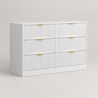 6-Drawer Dresser, Modern Chest of Drawers – White — studio product photo, three-quarter view