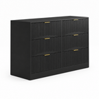 6-Drawer Dresser, Modern Chest of Drawers – Black — studio product photo, side profile