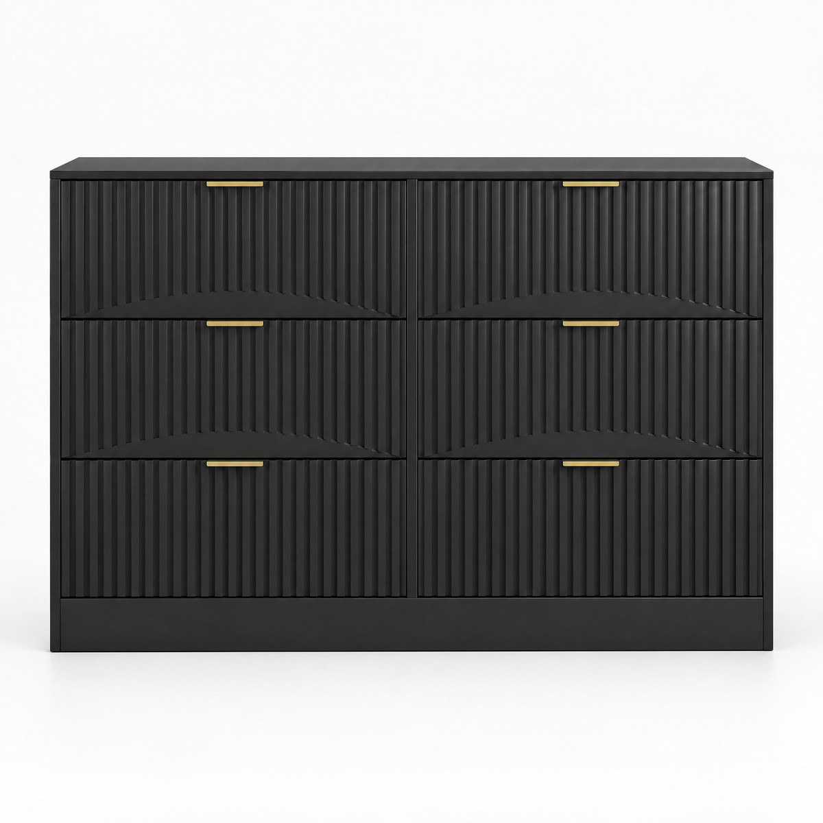 6-Drawer Dresser, Modern Chest of Drawers – Black — studio product photo, front view