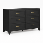 6-Drawer Metal Dresser, Smooth-Glide – Black — studio product photo, three-quarter view