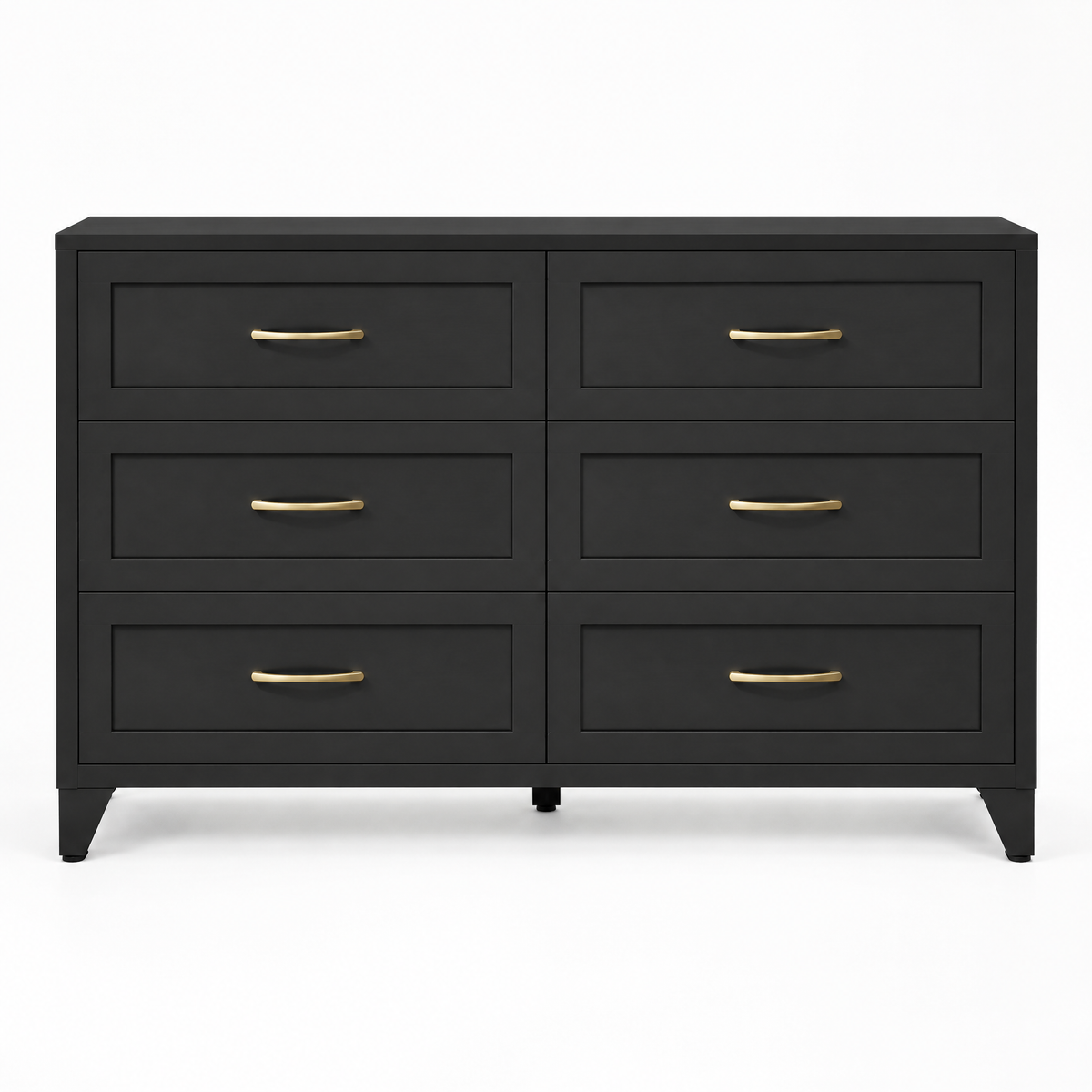 6-Drawer Metal Dresser, Smooth-Glide – Black — studio product photo, front view