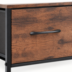 5-Drawer Fabric Dresser Storage Tower with Bins — close-up detail of fabric drawer front and pull