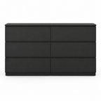 6-Drawer Wide Dresser, Chest of Drawers – Black — studio product photo, front view
