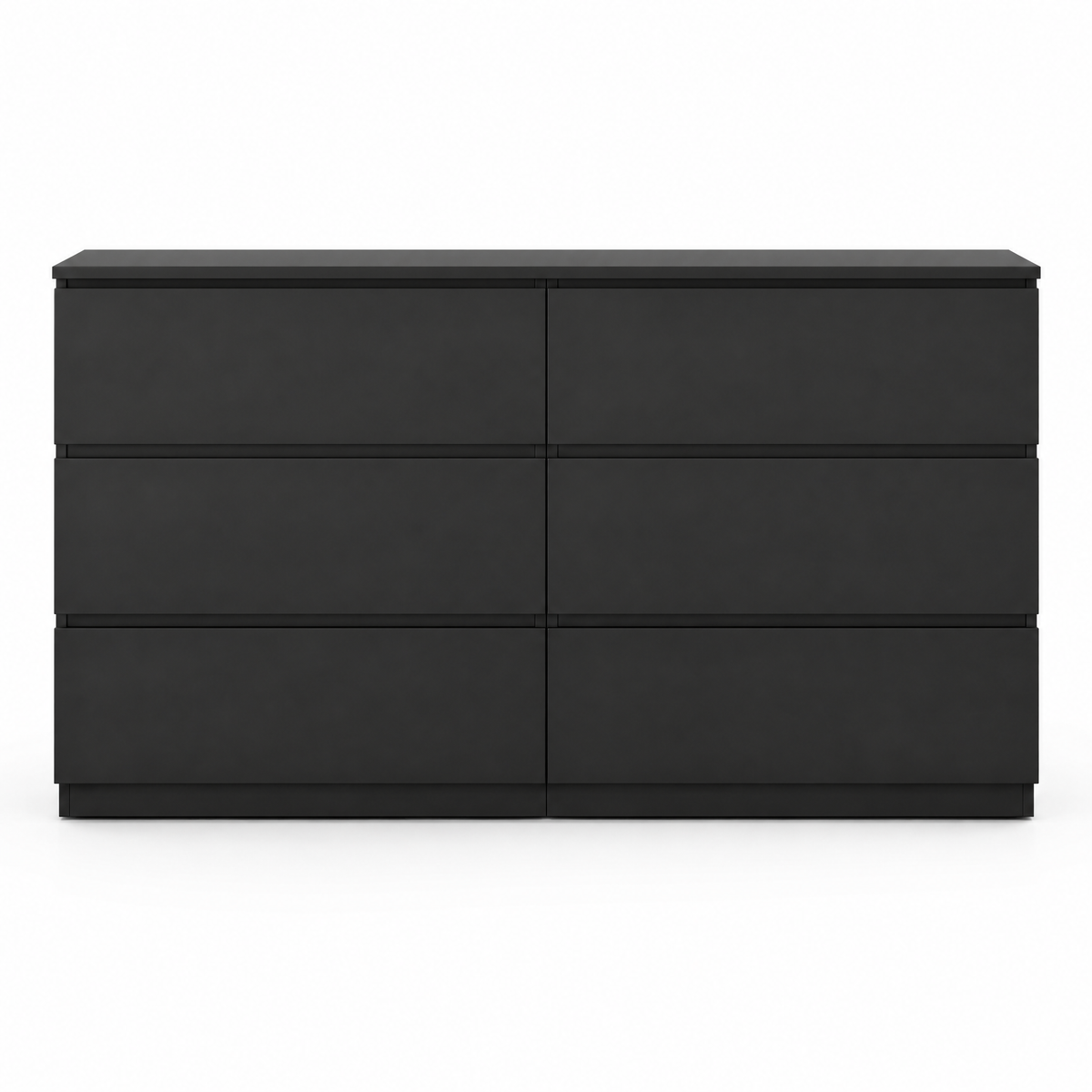 6-Drawer Wide Dresser, Chest of Drawers – Black — studio product photo, front view