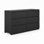 6-Drawer Wide Dresser, Chest of Drawers – Black — studio product photo, side profile