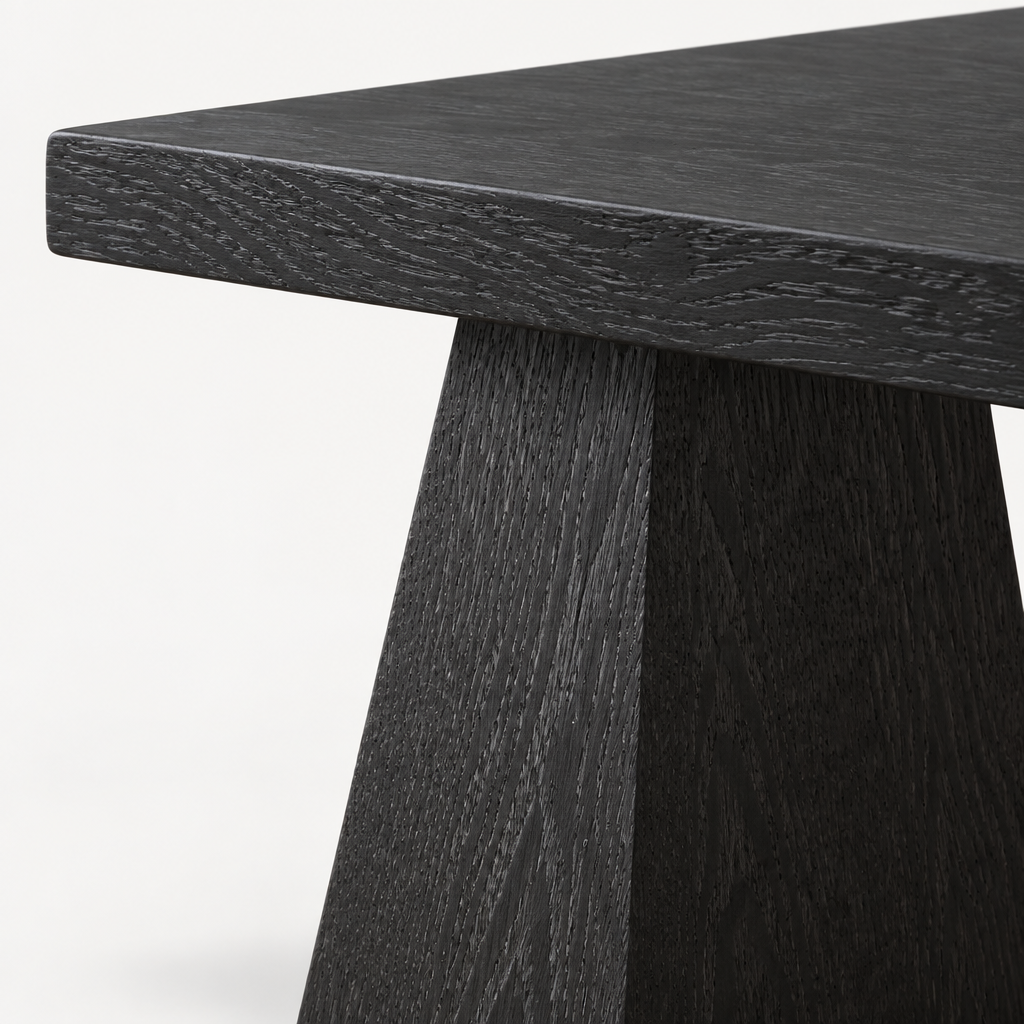 Everyday Dining Table, Kitchen — close-up detail of tabletop edge and plinth leg