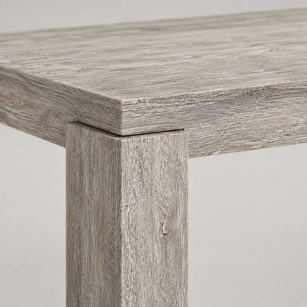 Family Dining Table, Kitchen & Dining — close-up detail of tabletop edge and block leg