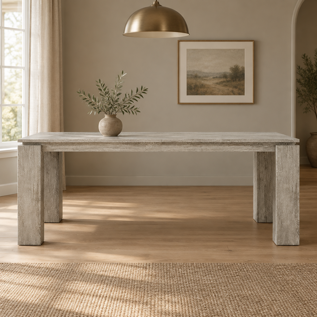 Family Dining Table, Kitchen & Dining — styled dining room, front view