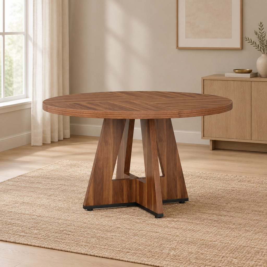 Wood Dining Table, Dining Room — wider dining room scene