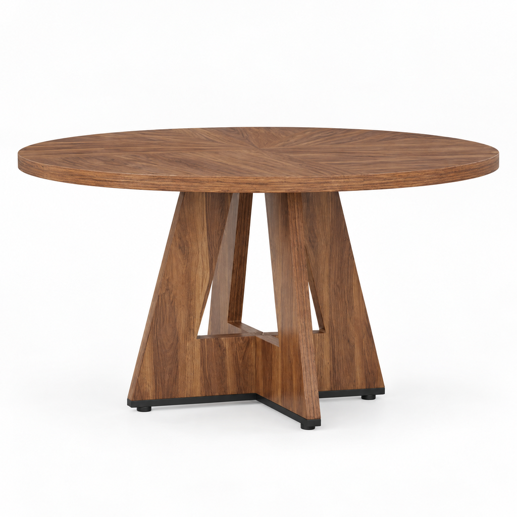 Wood Dining Table, Dining Room — studio product photo, front view