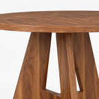 Wood Dining Table, Dining Room — close-up detail of tabletop edge and pedestal