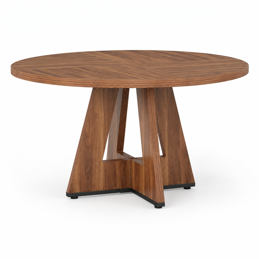 Wood Dining Table, Dining Room — studio product photo, three-quarter view