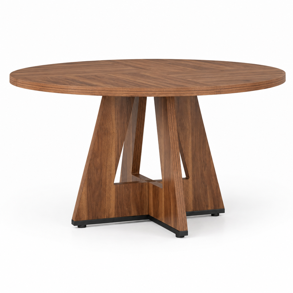 Wood Dining Table, Dining Room — studio product photo, side profile