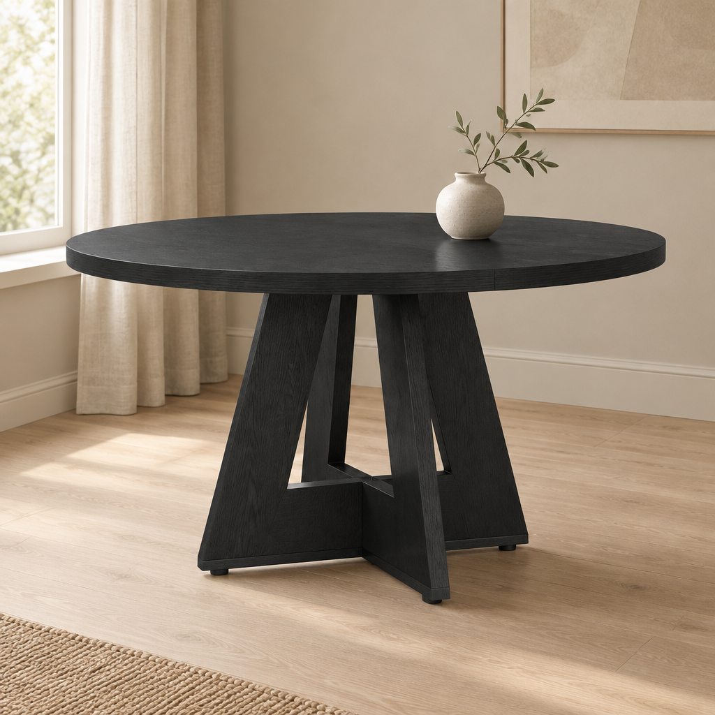 Modern Dining Table, Seats 4 — styled dining room, three-quarter right view
