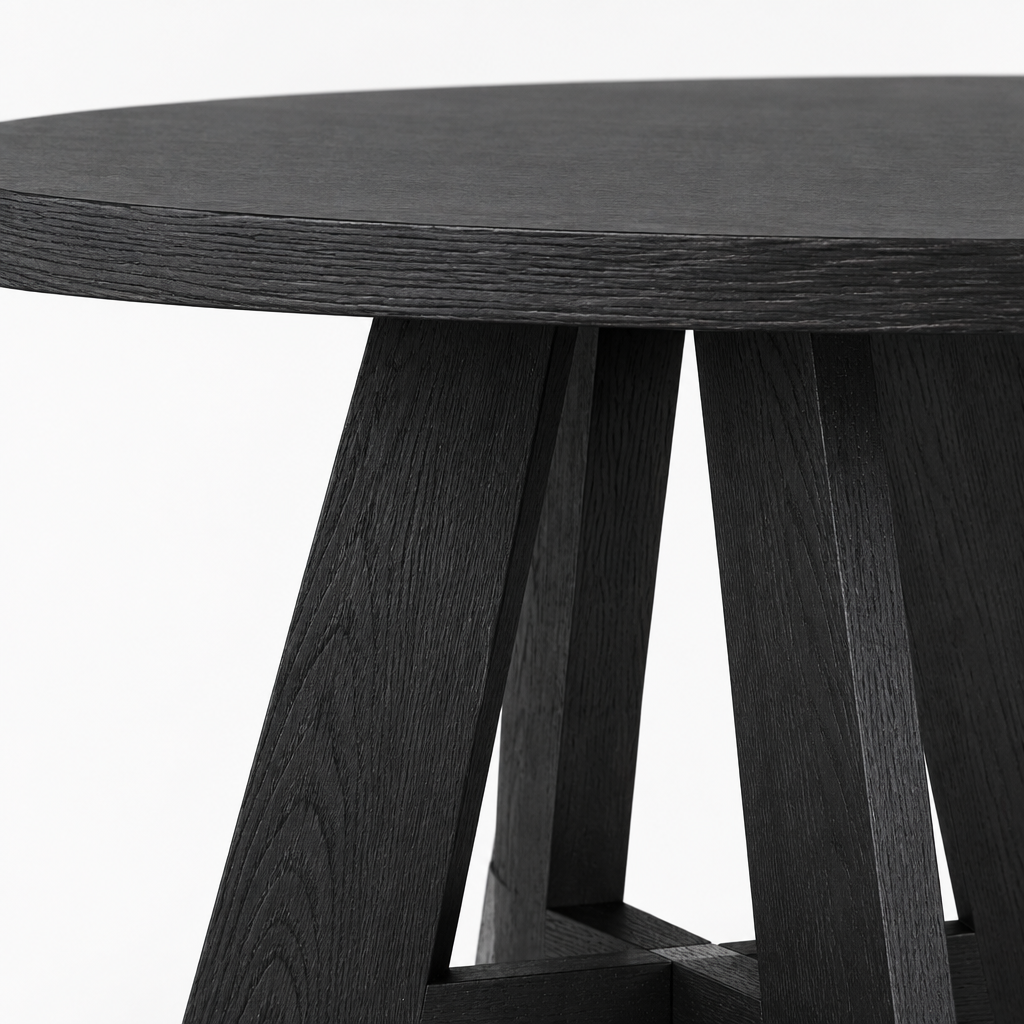 Modern Dining Table, Seats 4 — close-up detail of tabletop edge and pedestal