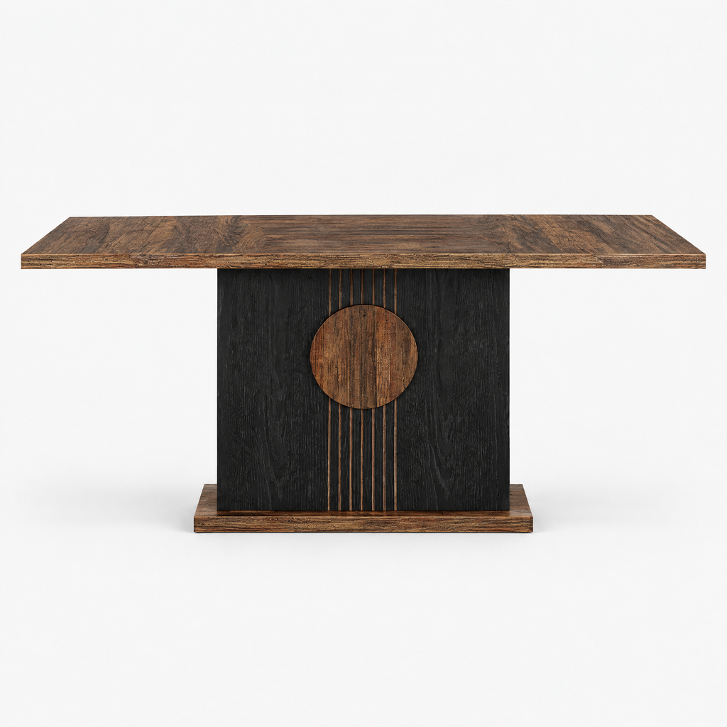 Rectangular Dining Kitchen Table – Black/Brown — studio product photo, front view