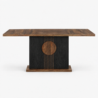Rectangular Dining Kitchen Table – Black/Brown — studio product photo, front view