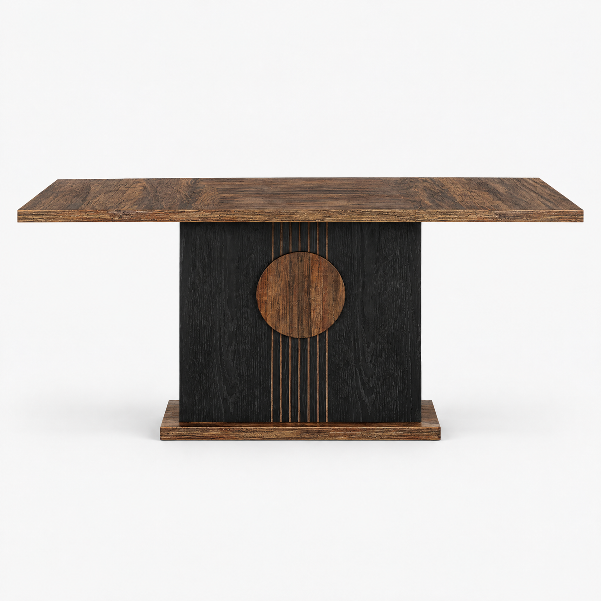 Rectangular Dining Kitchen Table – Black/Brown — studio product photo, front view