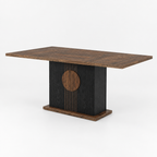 Rectangular Dining Kitchen Table – Black/Brown — studio product photo, three-quarter view