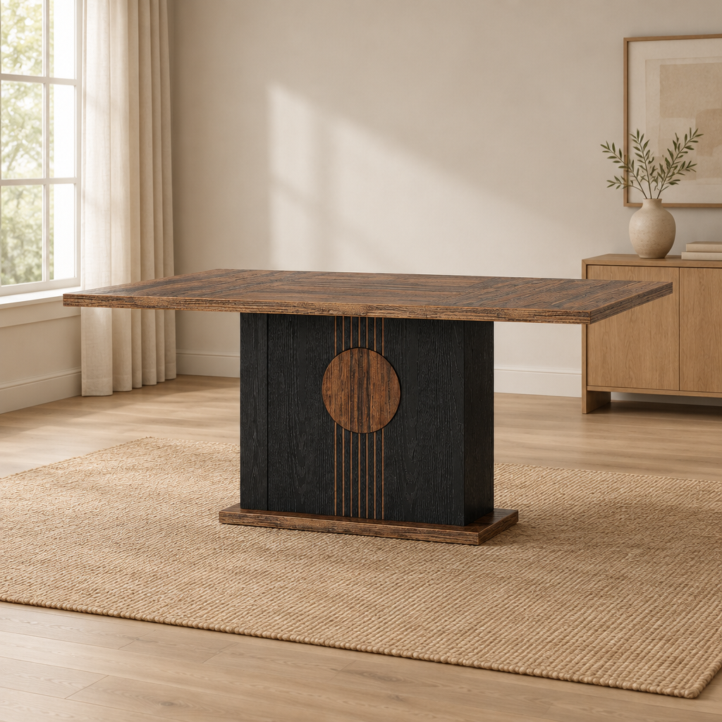 Rectangular Dining Kitchen Table – Black/Brown — wider dining room scene