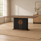 Rectangular Dining Kitchen Table – Black/Brown — wider dining room scene