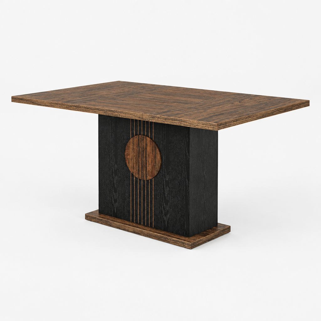Rectangular Dining Kitchen Table – Black/Brown — studio product photo, side profile