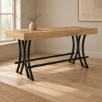 Counter-Height Dining Table with Footrest — styled dining room, three-quarter left view