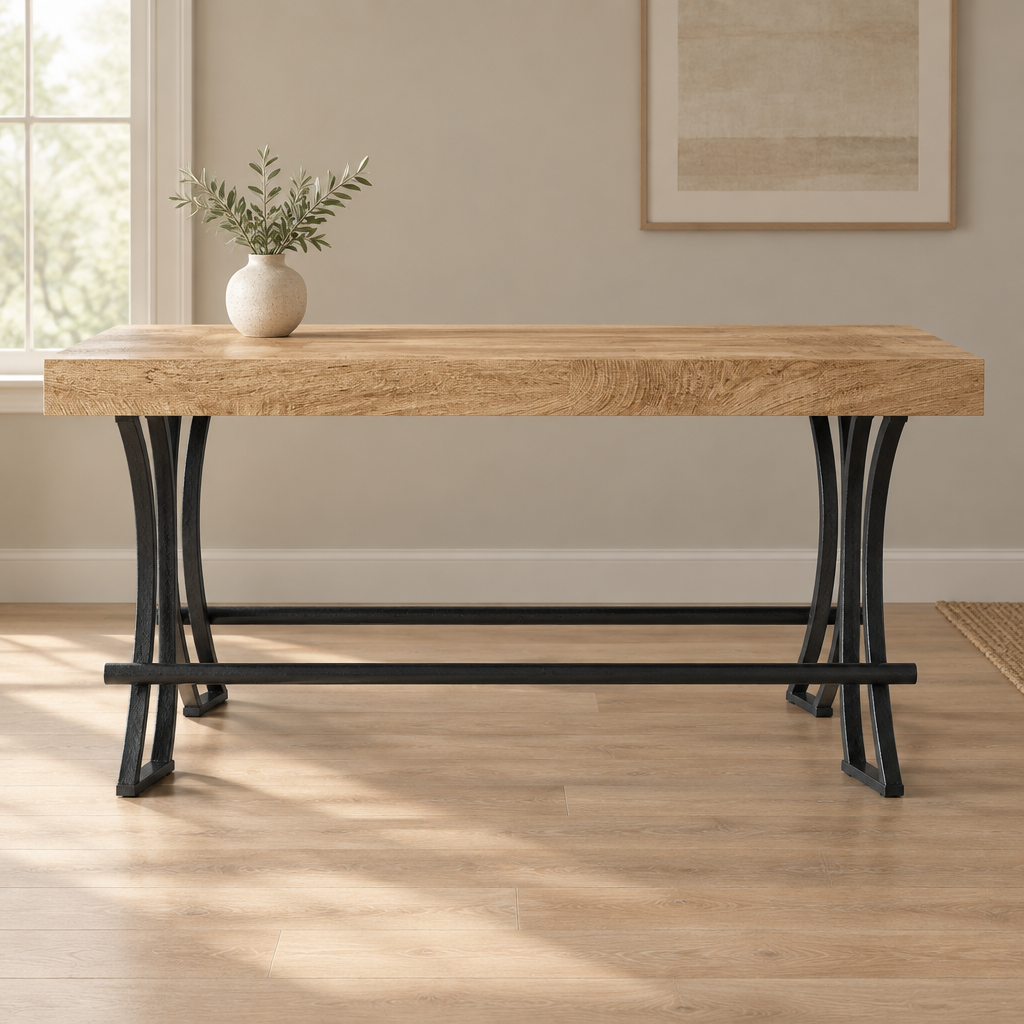 Counter-Height Dining Table with Footrest — styled dining room, front view