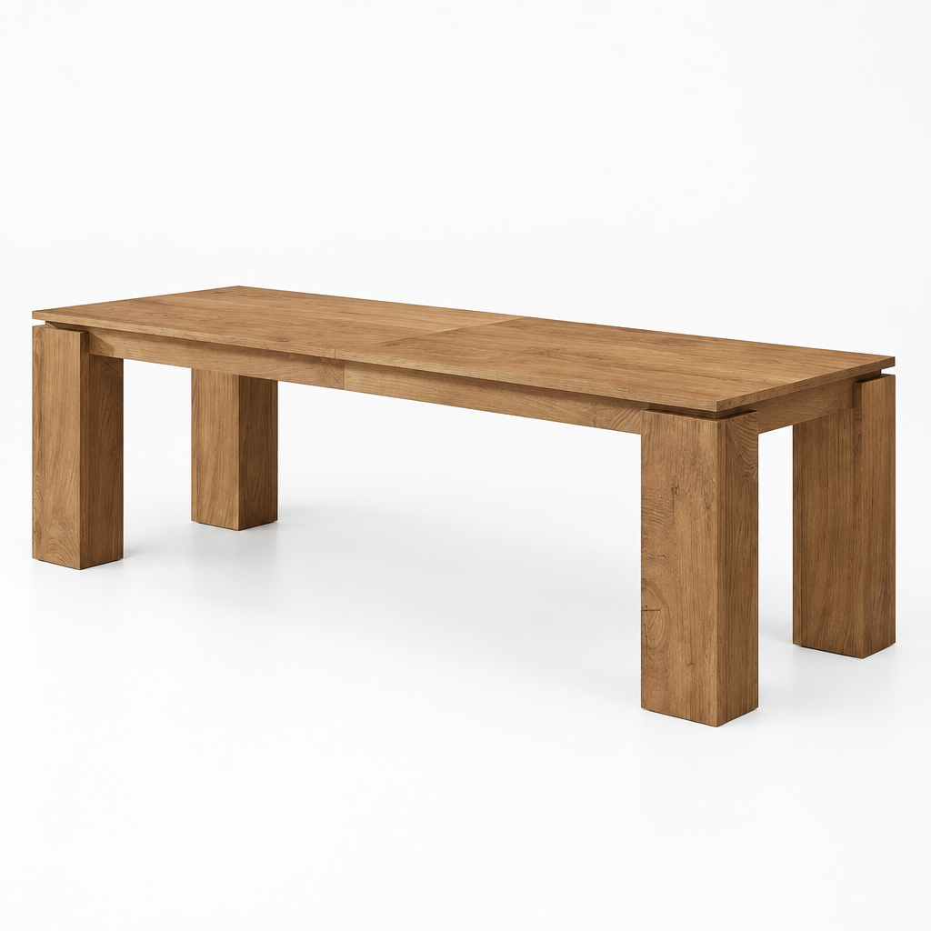 Extra-Long Dining Table for 6–8 – Gray — studio product photo, three-quarter view
