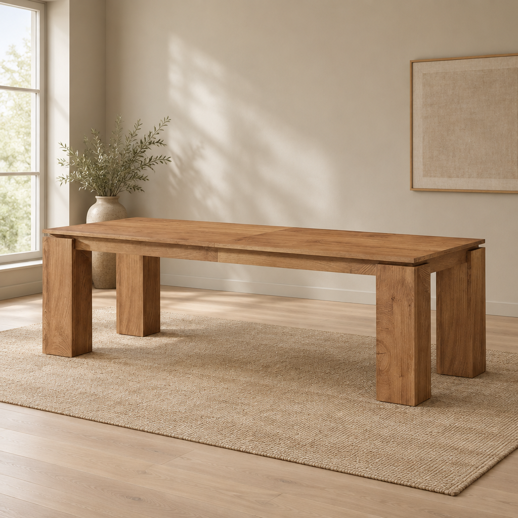 Extra-Long Dining Table for 6–8 – Gray — wider dining room scene