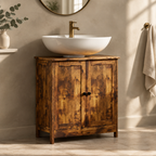 24" Under-Sink Bathroom Vanity Cabinet – Rustic Brown — bathroom three-quarter left