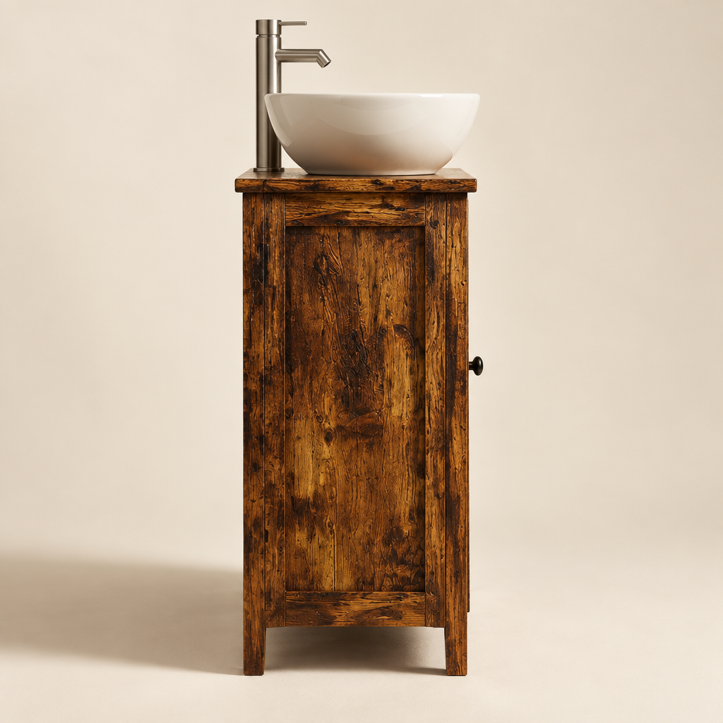 24" Under-Sink Bathroom Vanity Cabinet – Rustic Brown — studio side profile